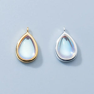 925 Silver Moonstone Water Drop Charms Necklace