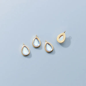 925 Silver Moonstone Water Drop Charms Necklace