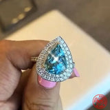 925 Silver Water Drop Zircon Ring Women Gift