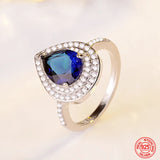 925 Silver Water Drop Zircon Ring Women Gift