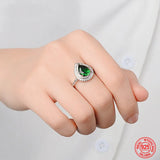 925 Silver Water Drop Zircon Ring Women Gift