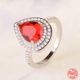 925 Silver Water Drop Zircon Ring Women Gift