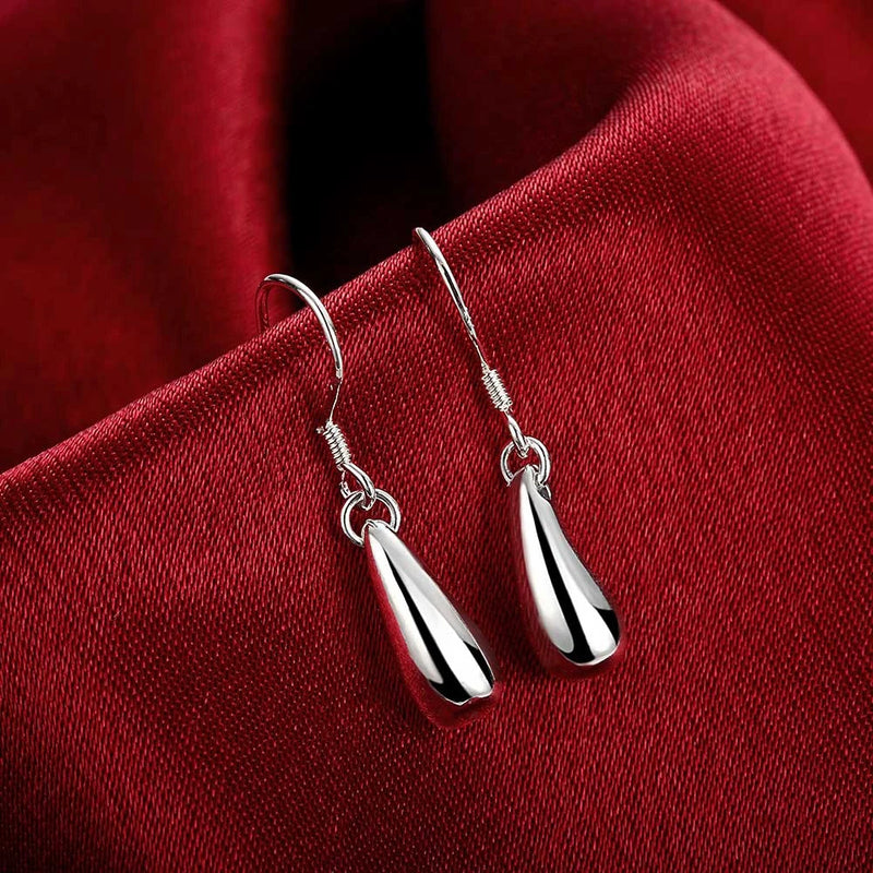 925 Silver Water Droplets Raindrops Earrings Wedding Engagement Party Jewelry