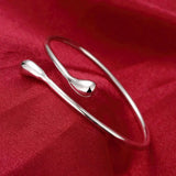 925 Silver Water drop Bangle Necklace Earrings Rings Set