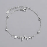925 Silver Wave Bracelet Heartbeat Frequency Lightning Line Women Ornament