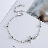 925 Silver Wave Bracelet Heartbeat Frequency Lightning Line Women Ornament