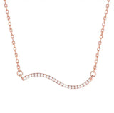 925 Silver Wave Necklace CZ Clavicle Chain Wedding Party Jewelry