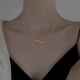 925 Silver Wave Necklace CZ Clavicle Chain Wedding Party Jewelry