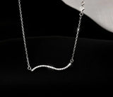 925 Silver Wave Necklace CZ Clavicle Chain Wedding Party Jewelry