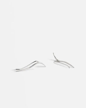 925 Silver Wavy Stud Earrings Geometric Lines Party
