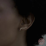 925 Silver Wavy Stud Earrings Geometric Lines Party