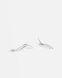 925 Silver Wavy Stud Earrings Geometric Lines Party