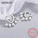 925 Silver Wavy Tassel Pearl Cloud Hoop Earrings Wedding Party Jewelry Gift