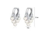 925 Silver Wavy Tassel Pearl Cloud Hoop Earrings Wedding Party Jewelry Gift