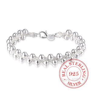 925 Silver Weave Beads Chain Bracelet Wedding