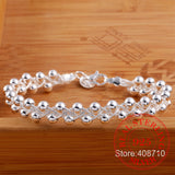 925 Silver Weave Beads Chain Bracelet Wedding