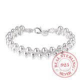 925 Silver Weave Beads Chain Bracelet Wedding
