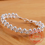 925 Silver Weave Beads Chain Bracelet Wedding