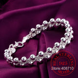 925 Silver Weave Beads Chain Bracelet Wedding