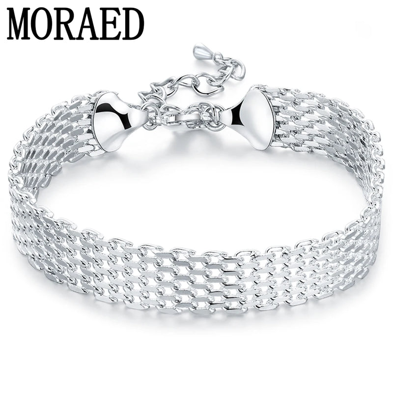 925 Silver Weave Bracelet For Women Wedding Jewelry