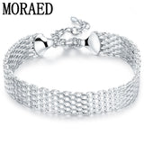 925 Silver Weave Bracelet For Women Wedding Jewelry