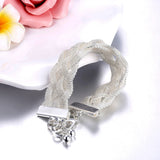 925 Silver Weave Bracelet Jewelry Gift Punk Accessories