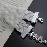 925 Silver Weave Bracelet Jewelry Gift Punk Accessories