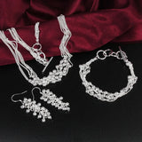 925 Silver Wedding Beads 18in Necklace Earring Bracelet Set