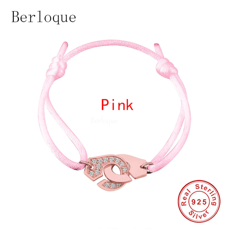 925 Silver Wedding Bracelet Rose Handcuff Bracelet Menottes Style Jewelry