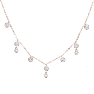 925 Silver Bling Tear Drop Choker Bezel Cz Necklace
