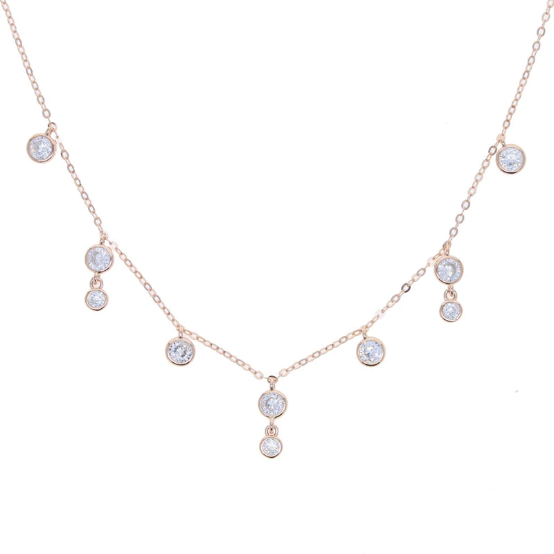 925 Silver Bling Tear Drop Choker Bezel Cz Necklace