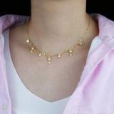 925 Silver Bling Tear Drop Choker Bezel Cz Necklace