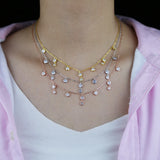 925 Silver Bling Tear Drop Choker Bezel Cz Necklace