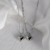 925 Silver Heart Necklace Long Bead Chain Pendant Gift