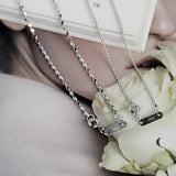 925 Silver Heart Necklace Long Bead Chain Pendant Gift