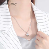925 Silver Heart Necklace Long Bead Chain Pendant Gift