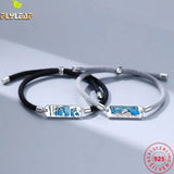 925 Silver Whale Deer Couple Bracelets Enamel Rope Gift