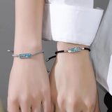 925 Silver Whale Deer Couple Bracelets Enamel Rope Gift