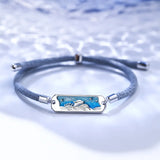 925 Silver Whale Deer Couple Bracelets Enamel Rope Gift