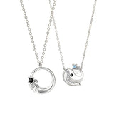 925 Silver Whale Couple Necklace Platinum Plating