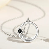 925 Silver Whale Couple Necklace Platinum Plating