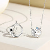 925 Silver Whale Couple Necklace Platinum Plating
