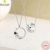 925 Silver Whale Couple Necklace Platinum Plating