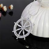 925 Sterling Silver Wheel Pendant Necklace with Cubic Zirconia for Ladies