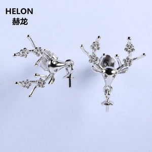 925 Silver Stud Earrings Setting for 5-9mm Pearl or Bead - Semi mount