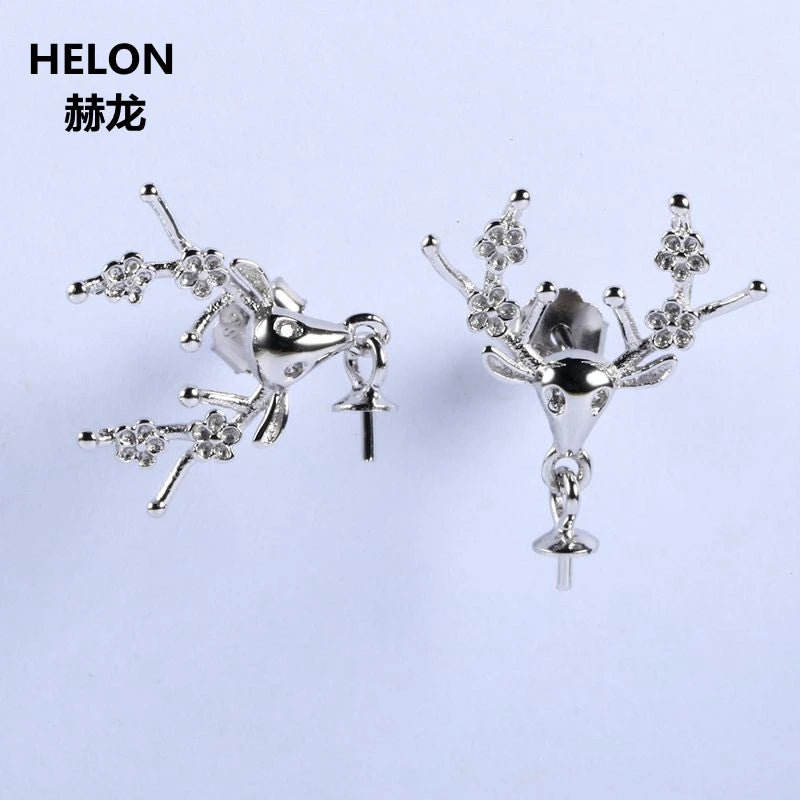 925 Silver Stud Earrings Setting for 5-9mm Pearl or Bead - Semi mount