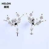 925 Silver Stud Earrings Setting for 5-9mm Pearl or Bead - Semi mount