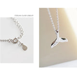 925 Silver Plated Mermaid Tail Pendant Necklace Engraved Lucky Word