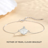 925 Silver Mother of Pearl Clover Bracelet for Women