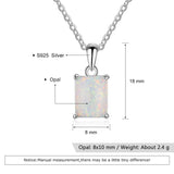 925 Silver Opal Rectangle Pendant Necklace for Women